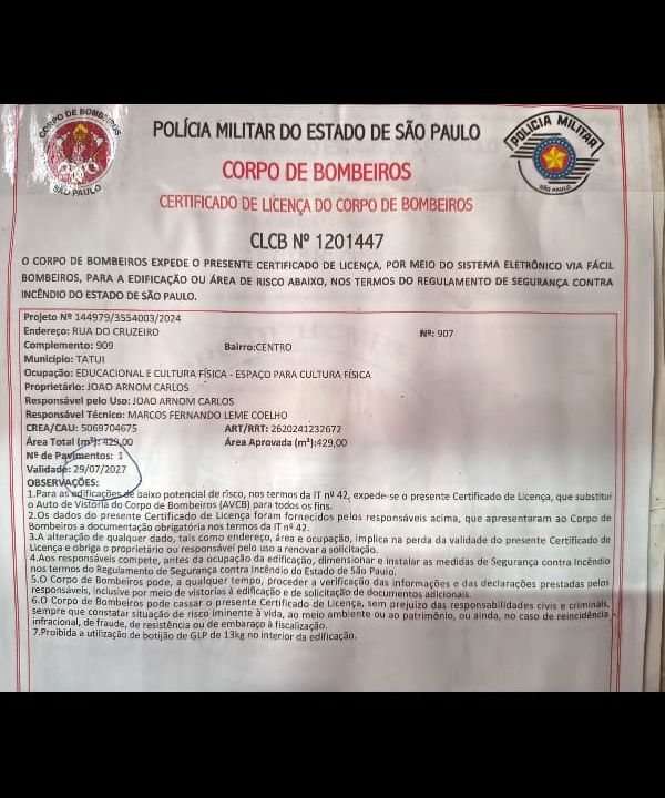 Imagem da estrutura da academia